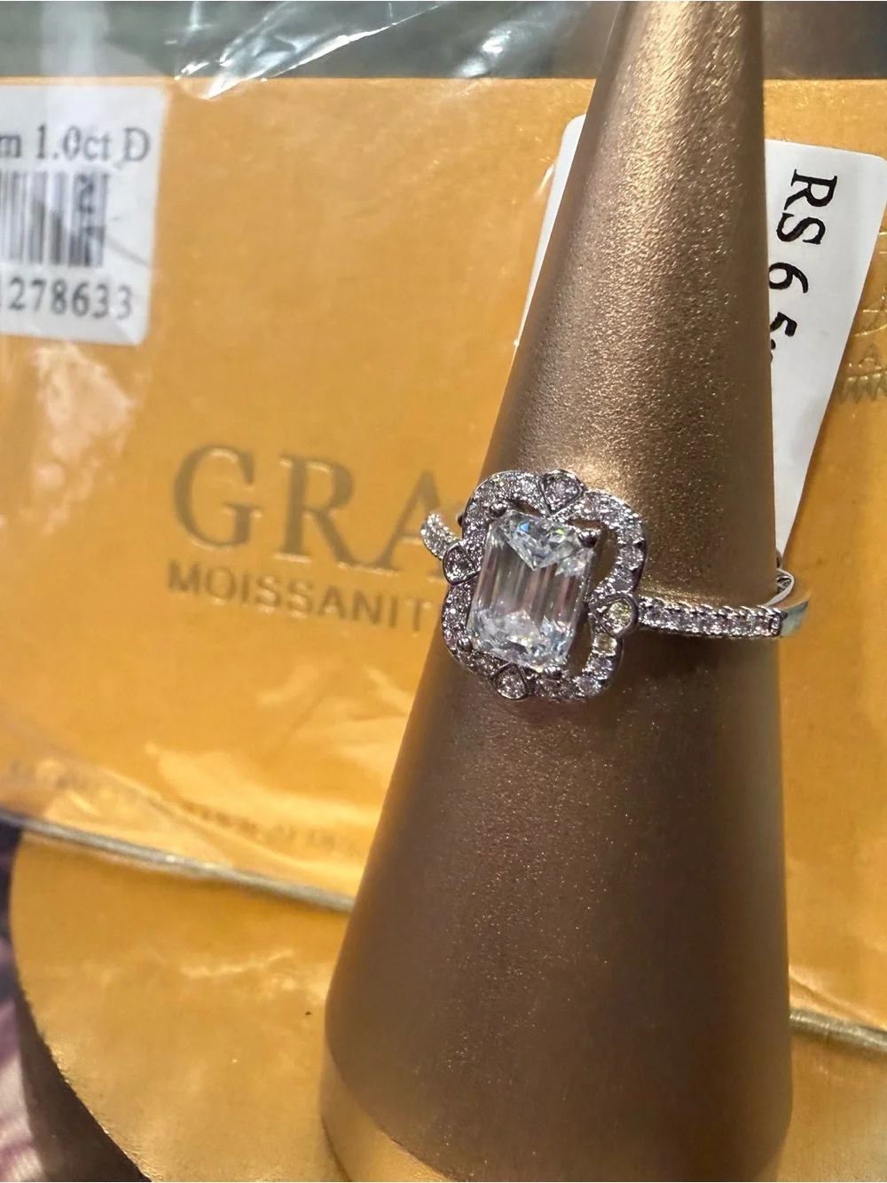 Moissanite White Halo Engagement Ring